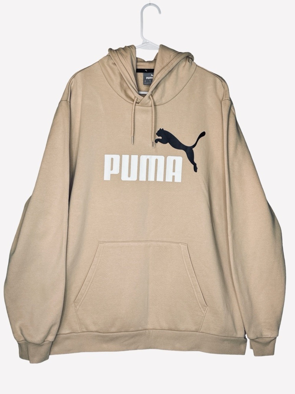 Puma Men's Beige Hoodie XXL Black Logo